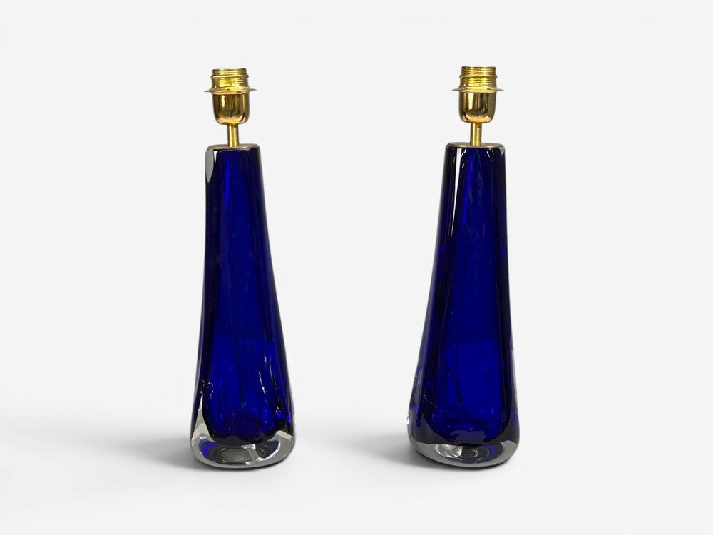 Alberto Donà, Table Lamps, Blue Murano Glass, Italy, 1995