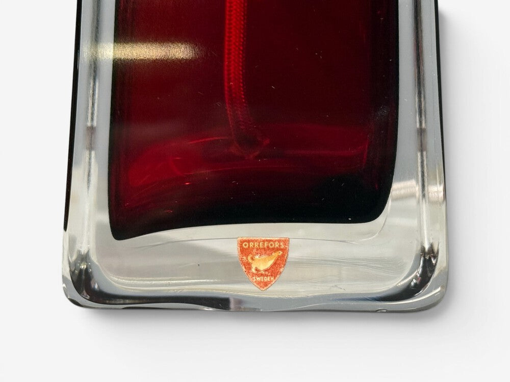 Carl Fagerlund, Table Lamps, Red Glass, Sweden, 1950s