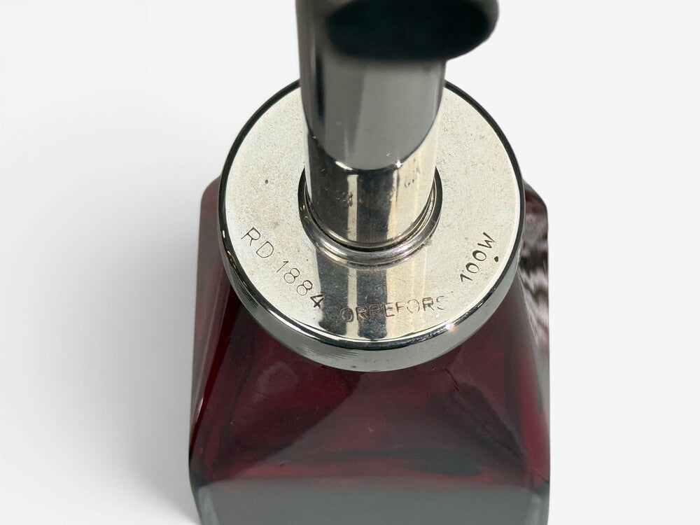Carl Fagerlund, Table Lamps, Red Glass, Sweden, 1950s