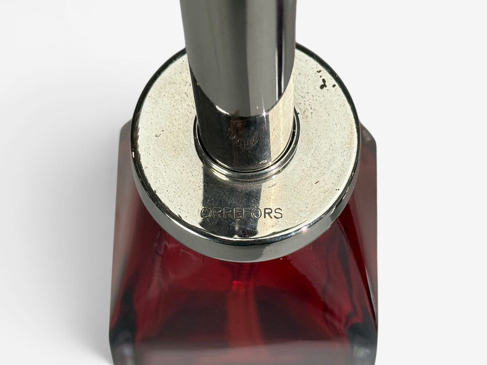 Carl Fagerlund, Table Lamps, Red Glass, Sweden, 1950s