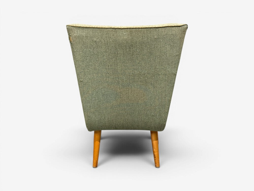 Swedish Modern, Slipper Chair, Green Fabric, Beech, Sweden, 1940s