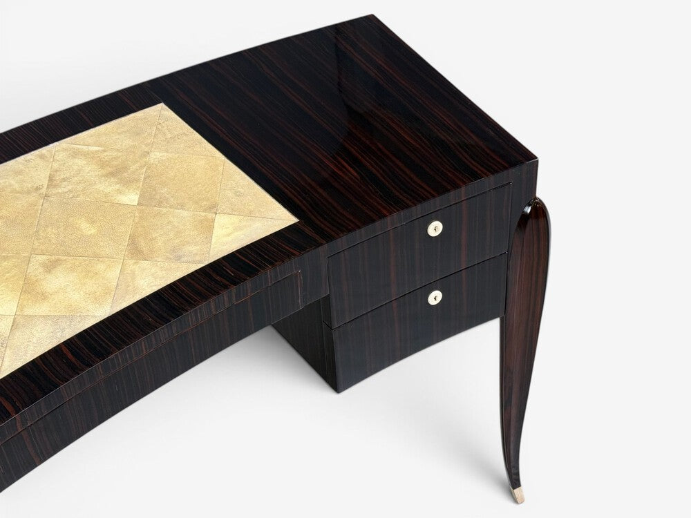 Émile-Jacques Ruhlmann Attr., Macassar Mahogany, Shagreen, France, 1900s