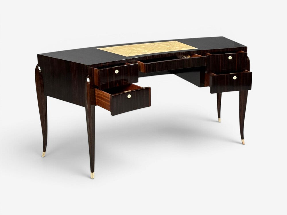 Émile-Jacques Ruhlmann Attr., Macassar Mahogany, Shagreen, France, 1900s