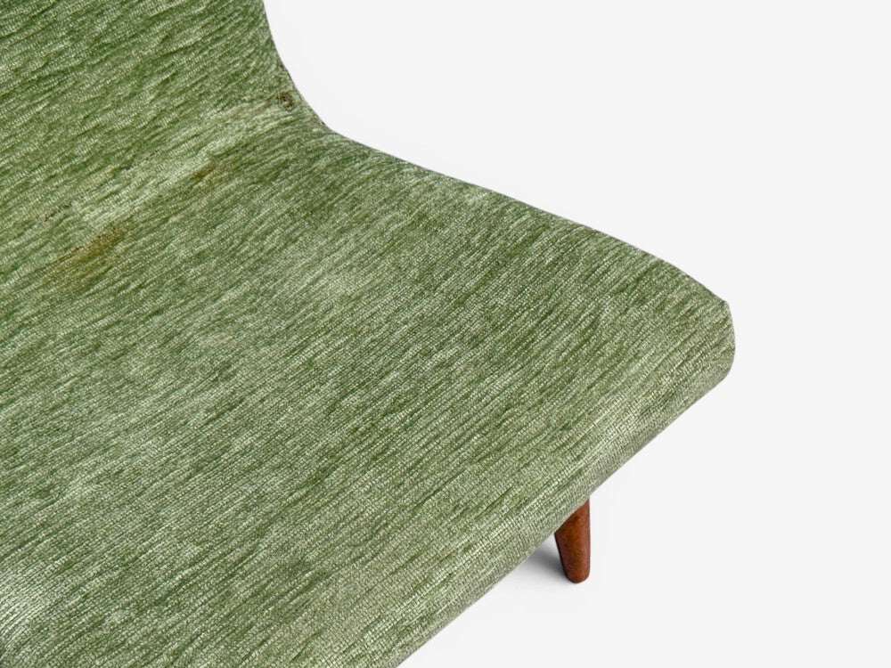 Swedish Modern, Scoop Lounge Chair, Green Fabric, Beech, Sweden, 1940s