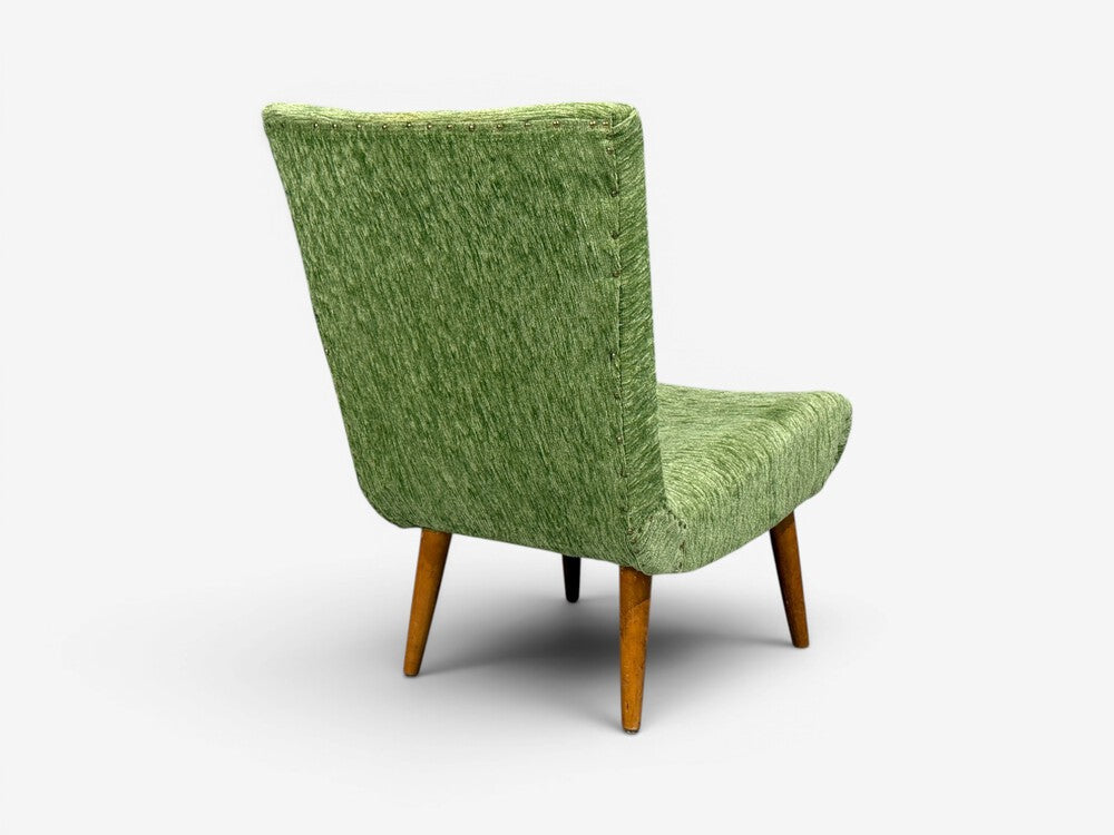 Swedish Modern, Scoop Lounge Chair, Green Fabric, Beech, Sweden, 1940s