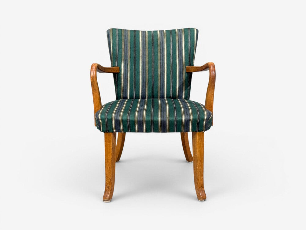 Alfred Christensen Style, Armchair, Bentwood, Fabric, Sweden, 1960s