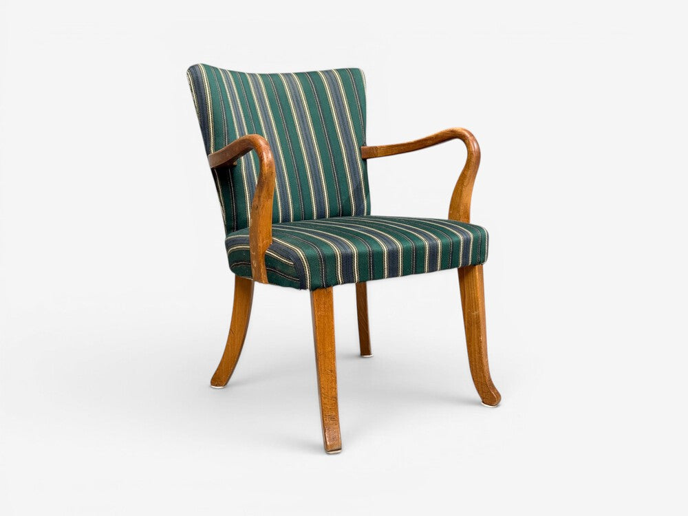 Alfred Christensen Style, Armchair, Bentwood, Fabric, Sweden, 1960s