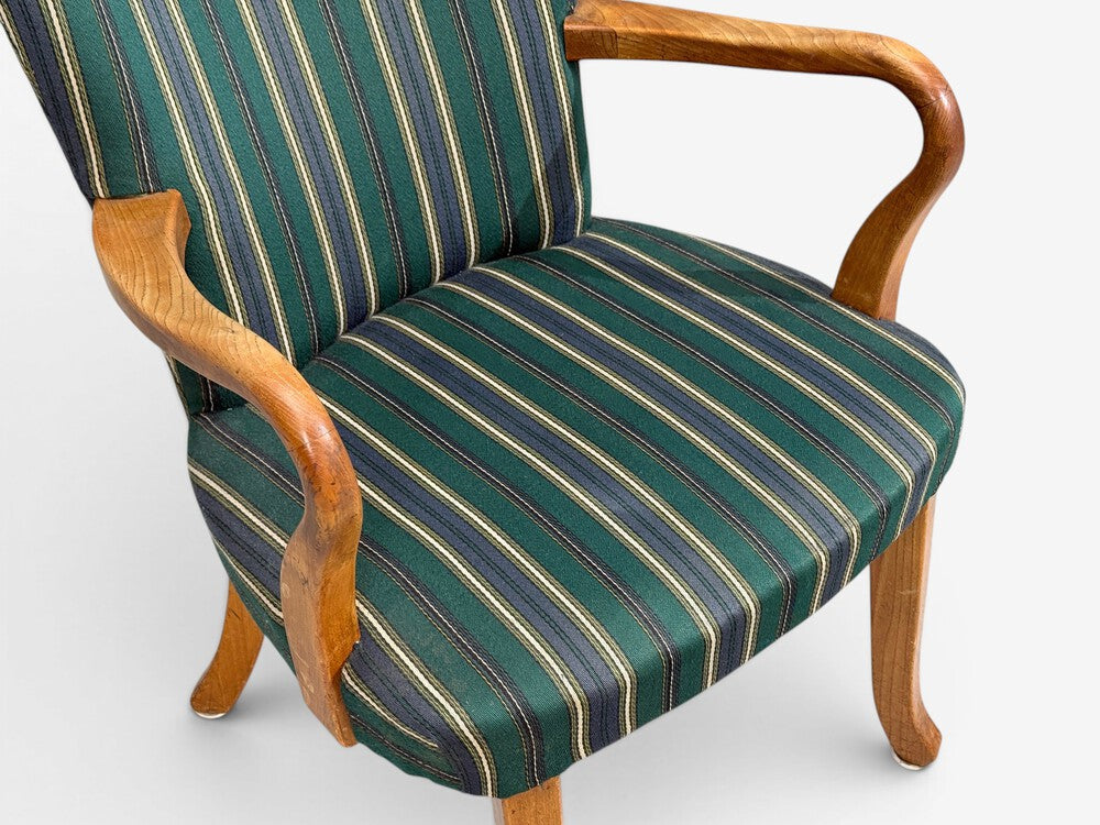 Alfred Christensen Style, Armchair, Bentwood, Fabric, Sweden, 1960s