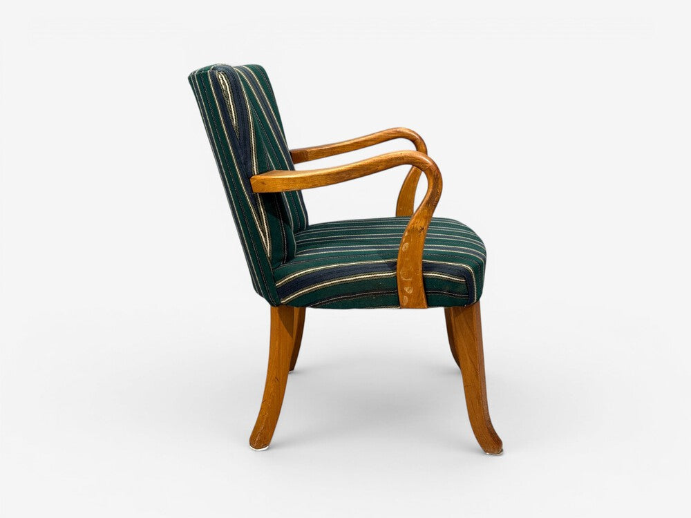 Alfred Christensen Style, Armchair, Bentwood, Fabric, Sweden, 1960s