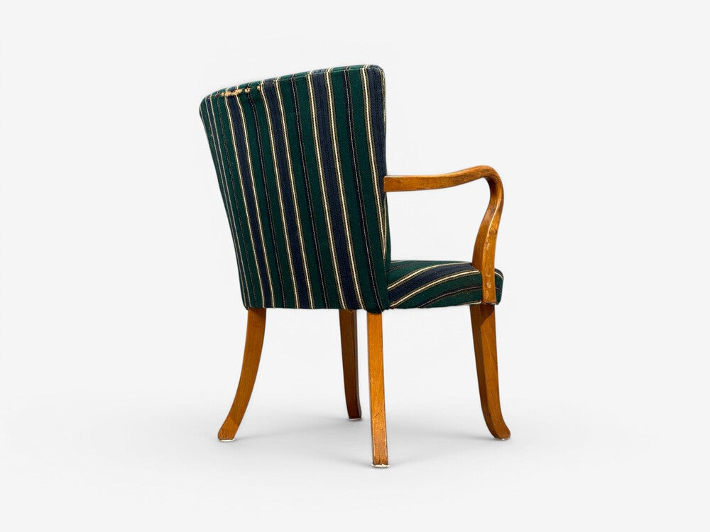 Alfred Christensen Style, Armchair, Bentwood, Fabric, Sweden, 1960s