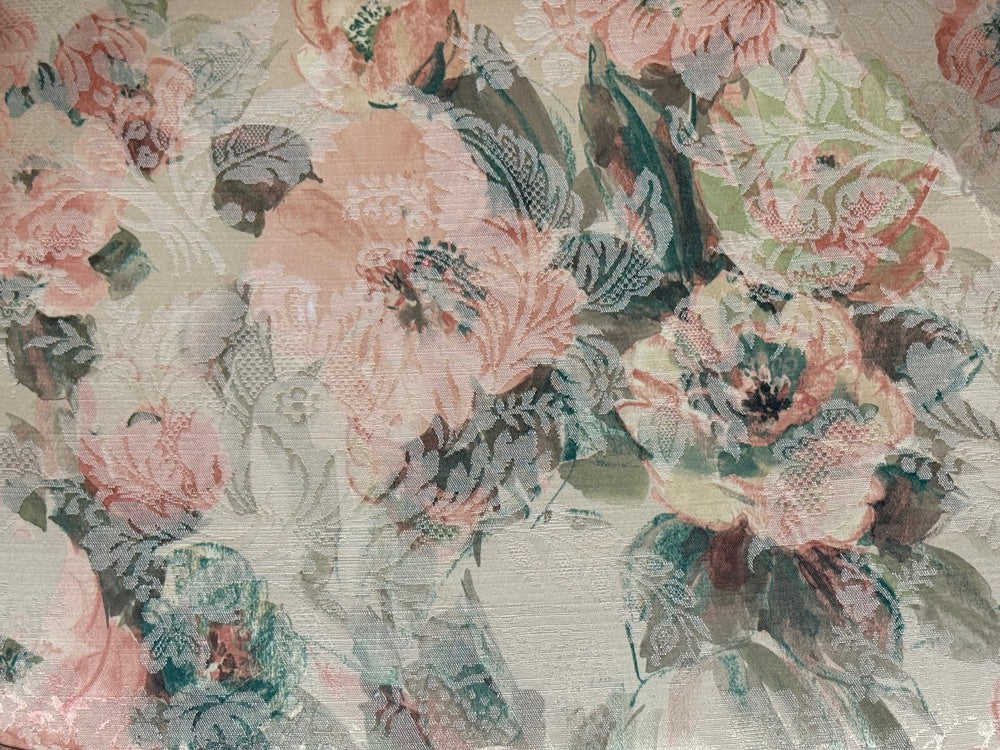 Traditional, Rolled Arm Lounge Chair, Floral Fabric, Wood, USA, 1980s