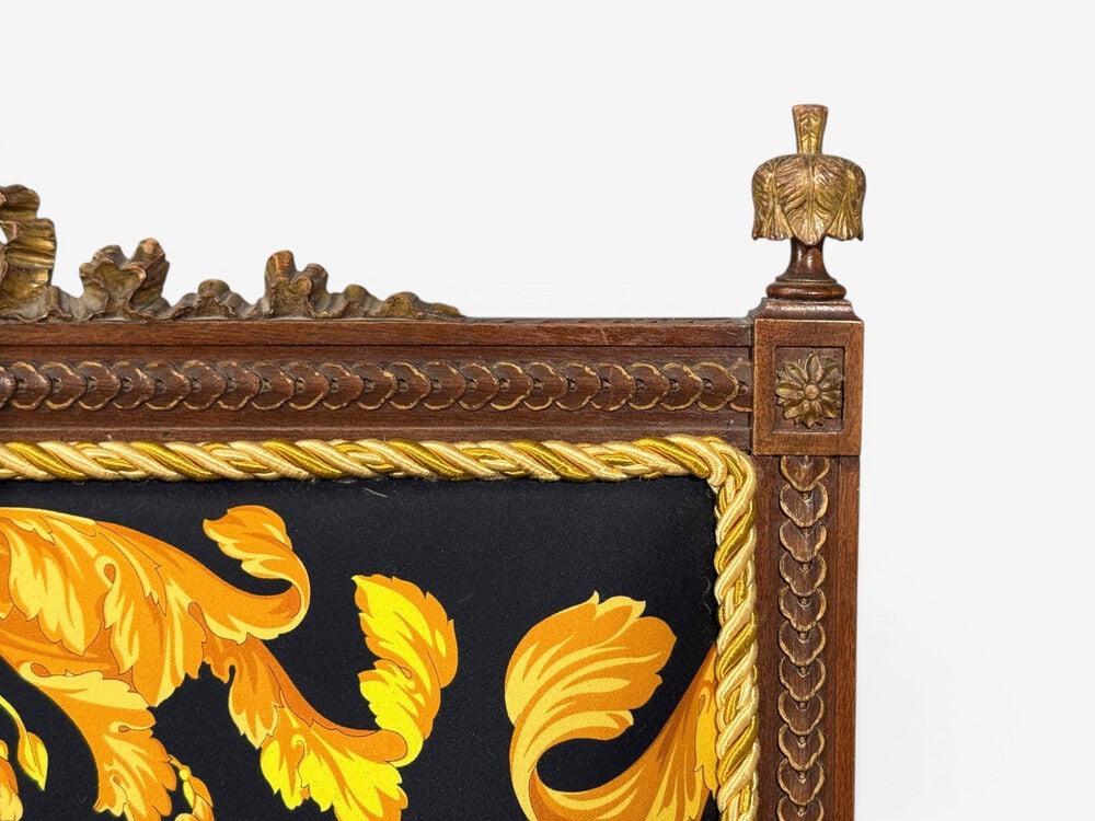 Gianni Versace Fabric Louis XVI Style Armchairs, Walnut, France, 20th c.