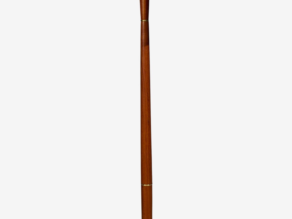 Swedish Modern, Adjustable Floor Lamp, Teak, Brass, Fabric, Sweden, 1970s