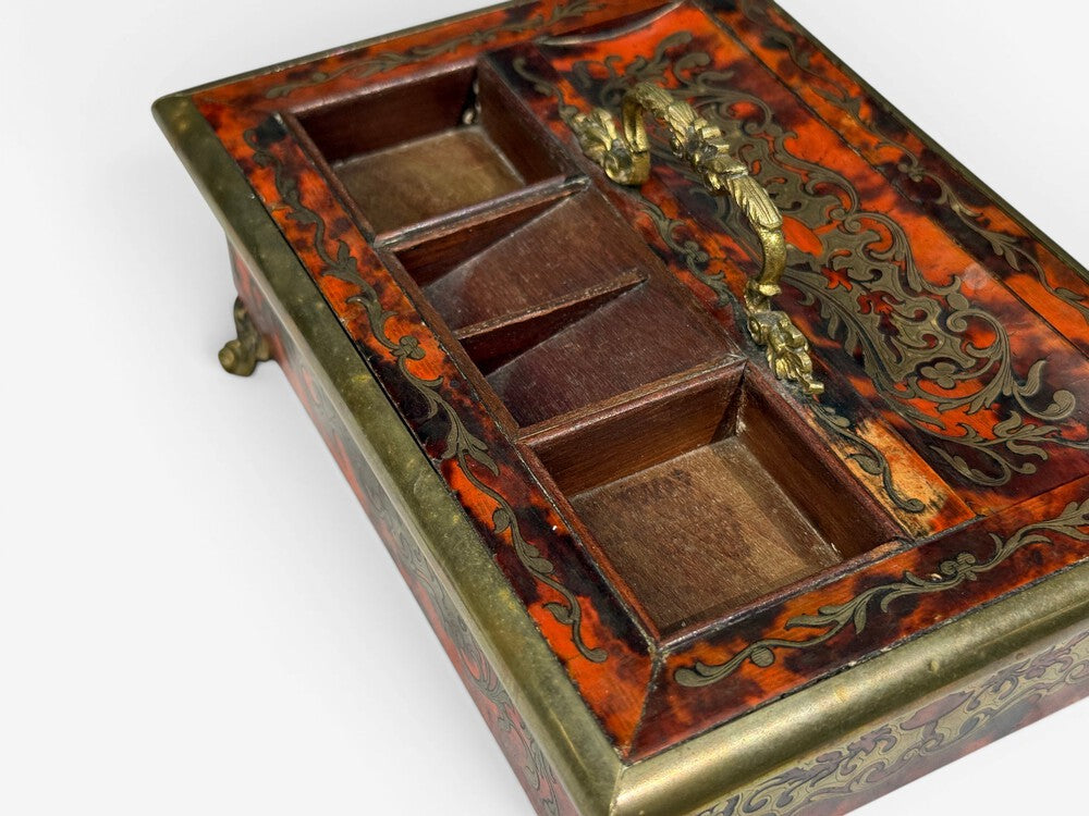 Napoleon lll, French Inkwell Desk Set, Boulle Inlay, Tortoise, France, 19th c.