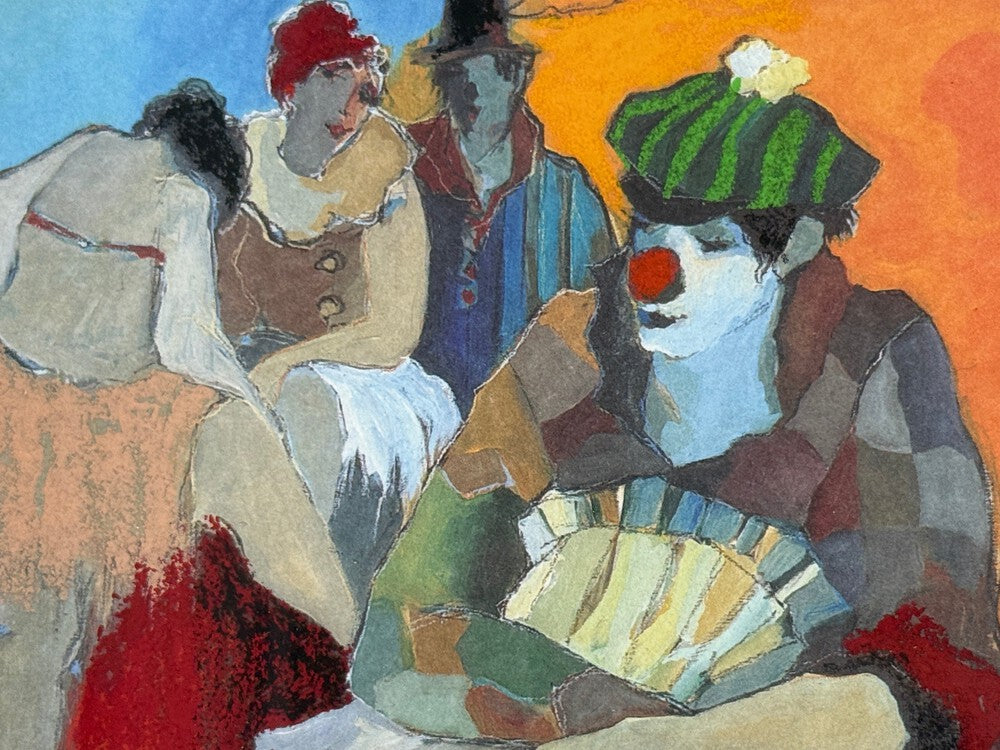 Itzchak Tarkay, Limited Edition Framed Clown Lithograph, Signed and Dated, 2000s
