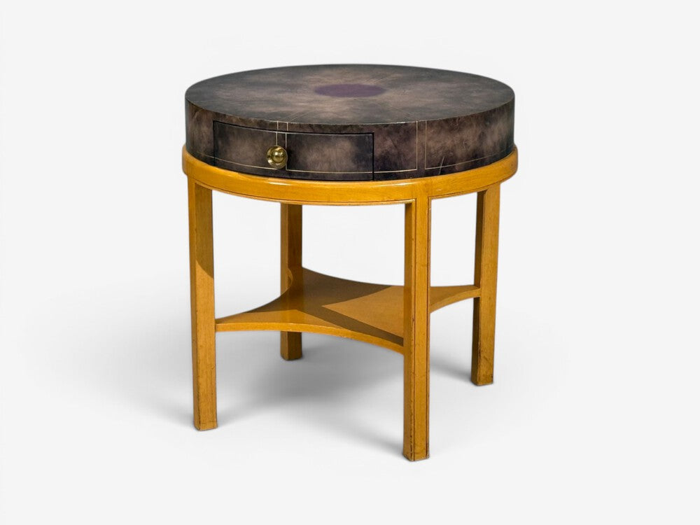 Tommi Parzinger, Nightstands, Bleached Mahogany, Leather, USA, 1930s