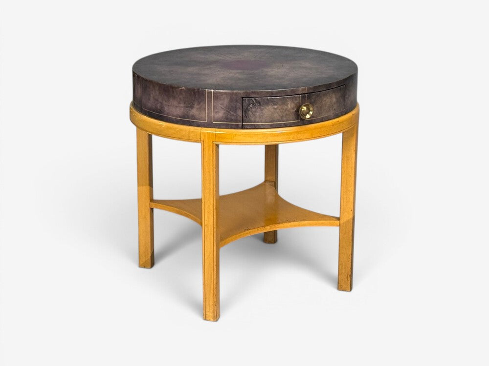 Tommi Parzinger, Nightstands, Bleached Mahogany, Leather, USA, 1930s
