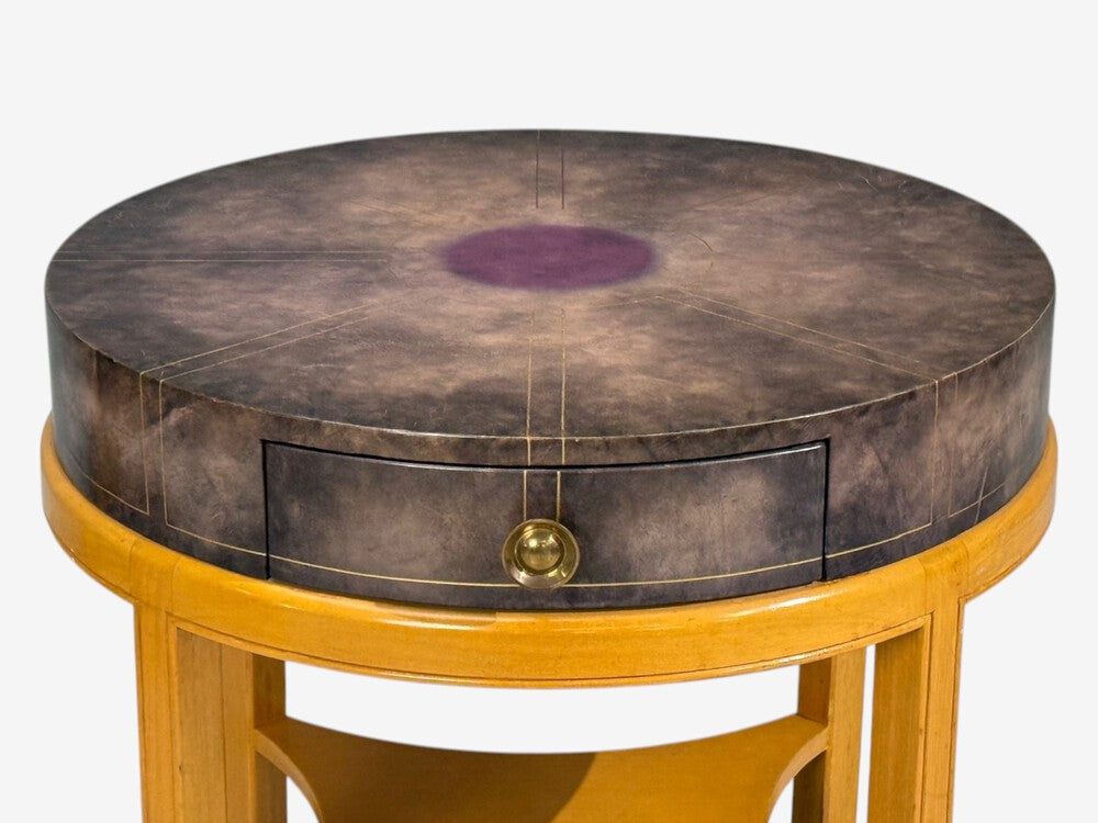 Tommi Parzinger, Nightstands, Bleached Mahogany, Leather, USA, 1930s