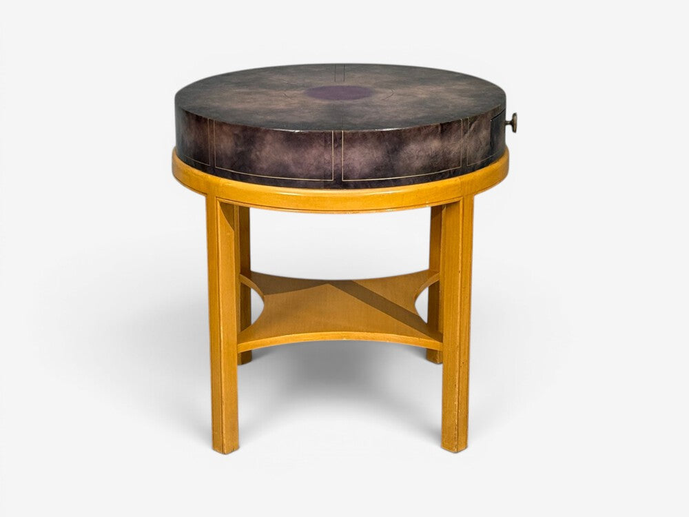 Tommi Parzinger, Nightstands, Bleached Mahogany, Leather, USA, 1930s