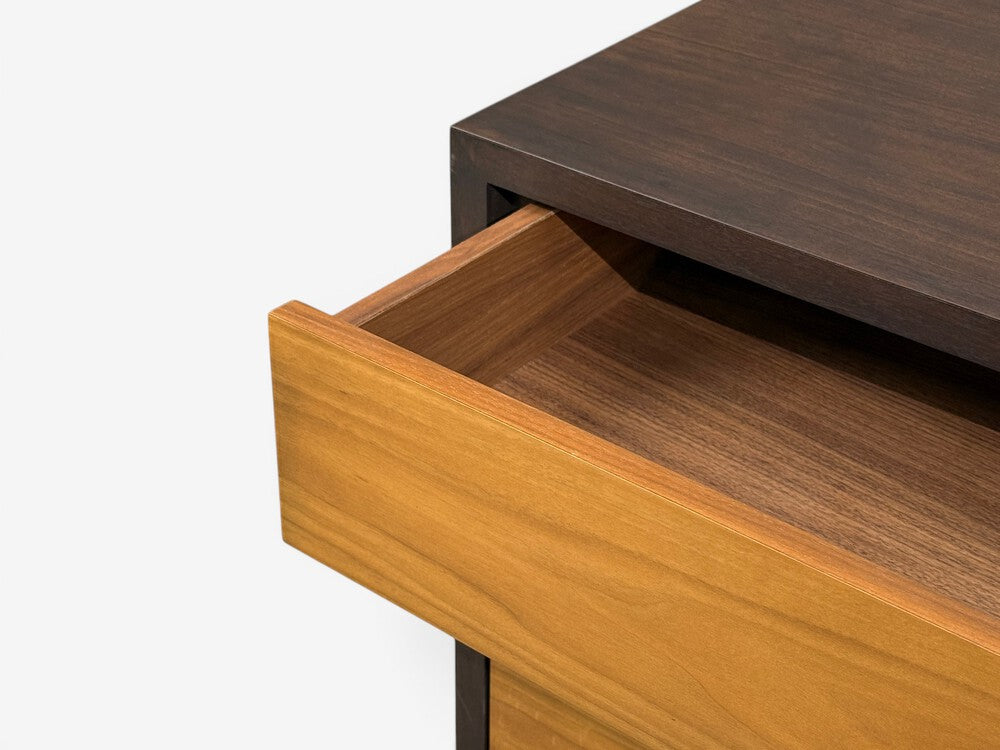 Modern, Nightstands or Bedside Tables, Stained Wood, Brass, USA, 21st c.