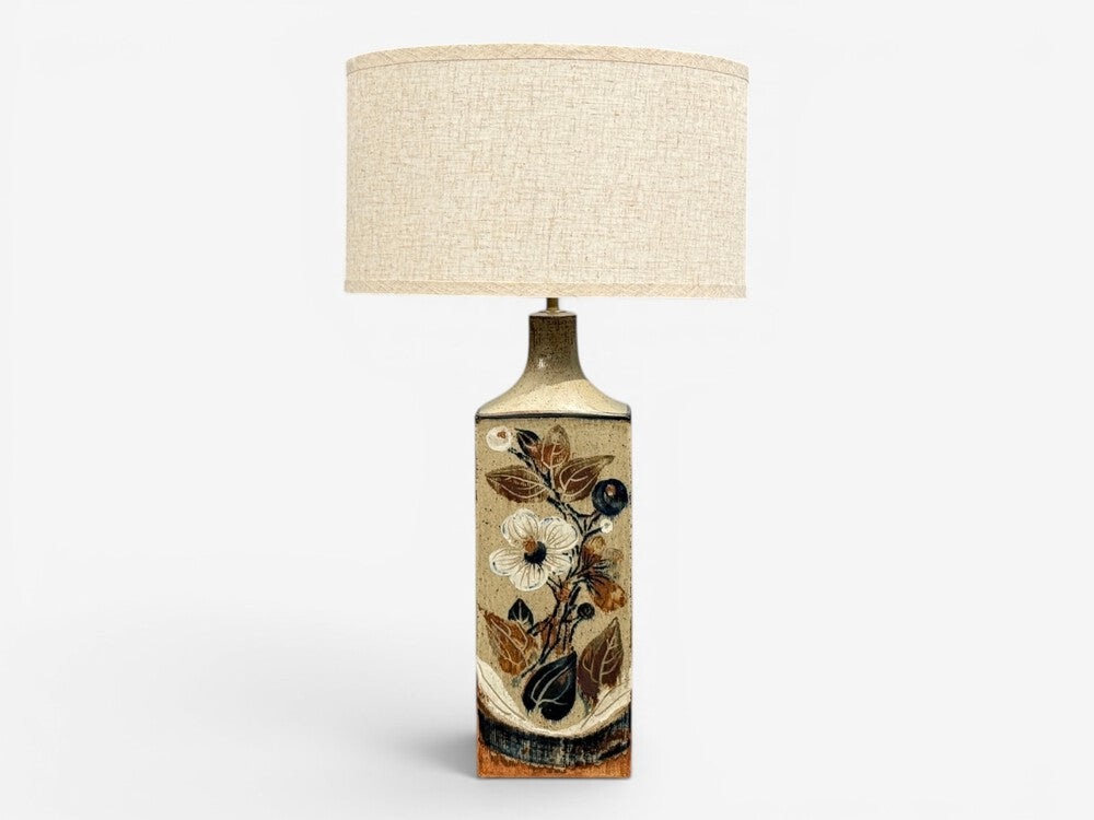 Ursula Printz, Large Table Lamp, Brown Stoneware, Denmark, 1960s