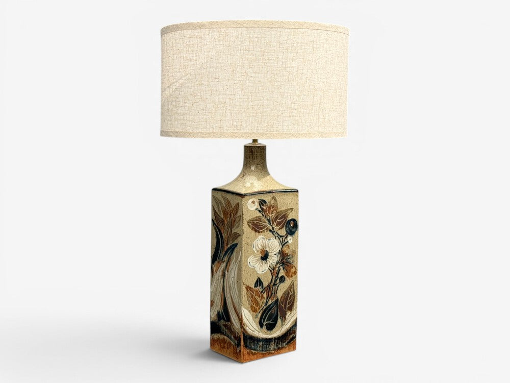 Ursula Printz, Large Table Lamp, Brown Stoneware, Denmark, 1960s