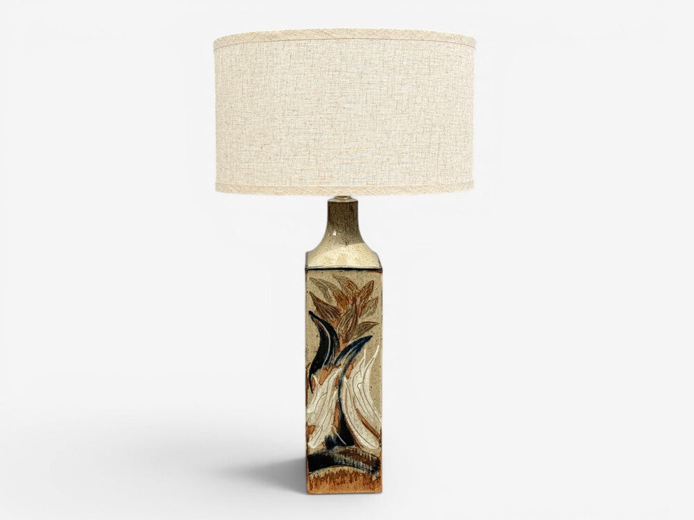 Ursula Printz, Large Table Lamp, Brown Stoneware, Denmark, 1960s