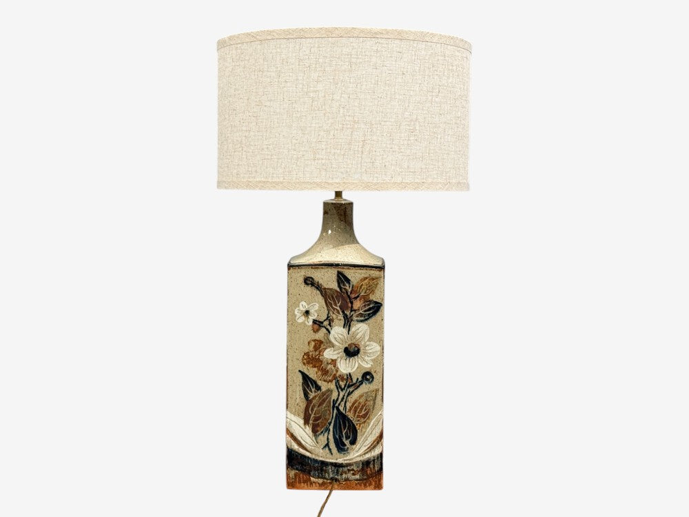 Ursula Printz, Large Table Lamp, Brown Stoneware, Denmark, 1960s