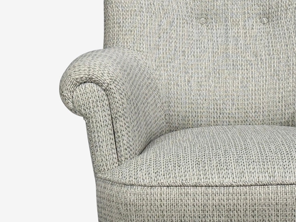 Carl Malmsten, Lounge Chairs, Grey Fabric, Wood, Sweden, 1950s