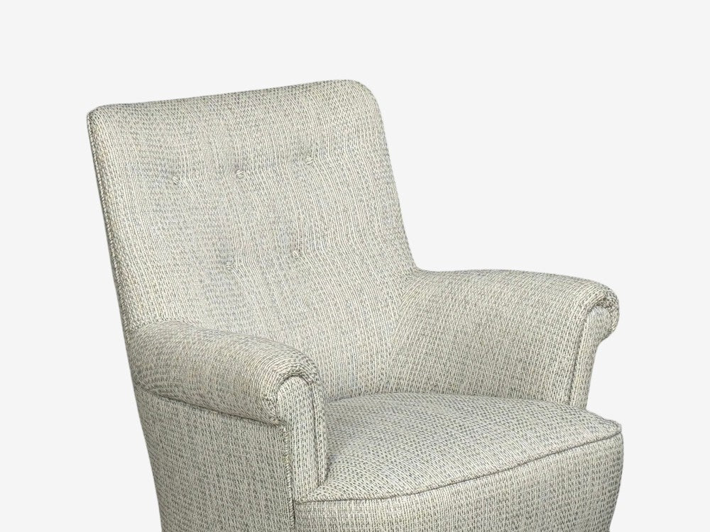Carl Malmsten, Lounge Chairs, Grey Fabric, Wood, Sweden, 1950s