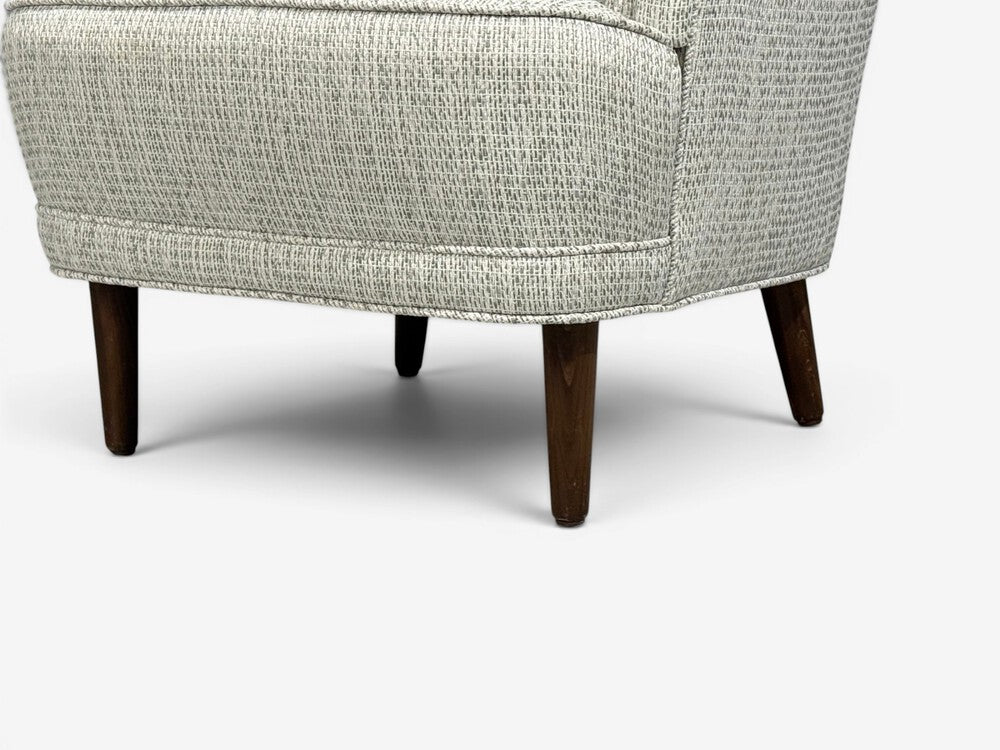 Carl Malmsten, Lounge Chairs, Grey Fabric, Wood, Sweden, 1950s