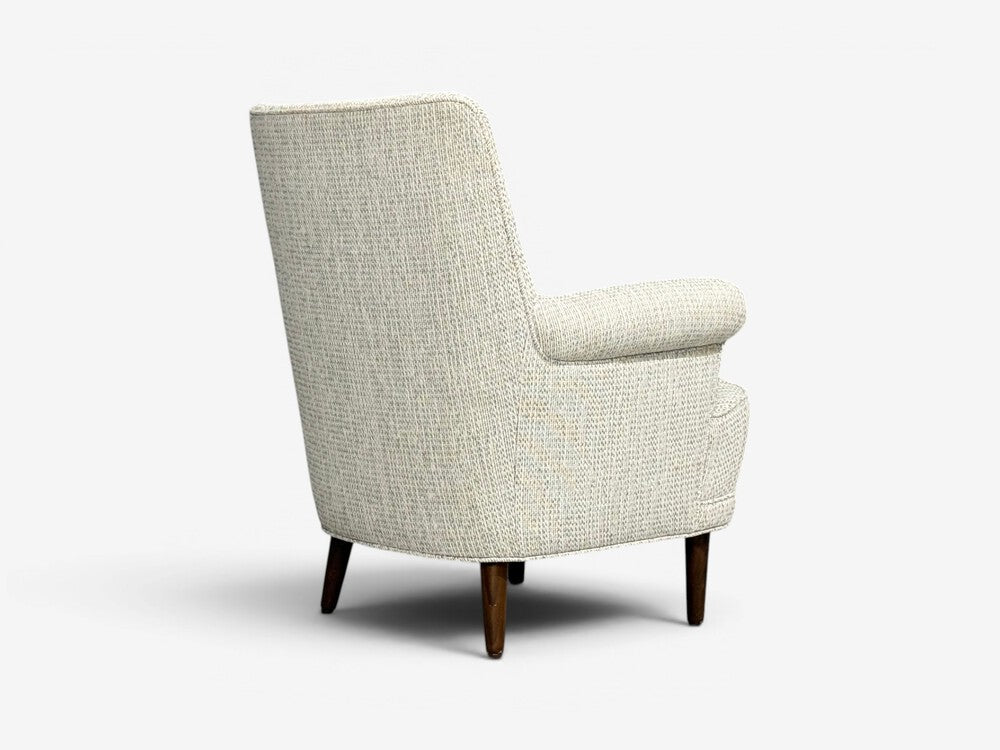 Carl Malmsten, Lounge Chairs, Grey Fabric, Wood, Sweden, 1950s