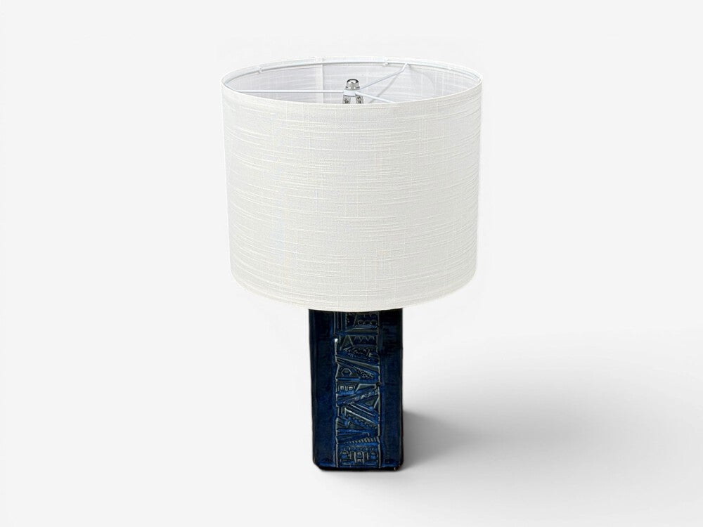 Désirée Stentøj, Blue Glazed Stoneware, Large Table Lamp, Denmark, 1970s