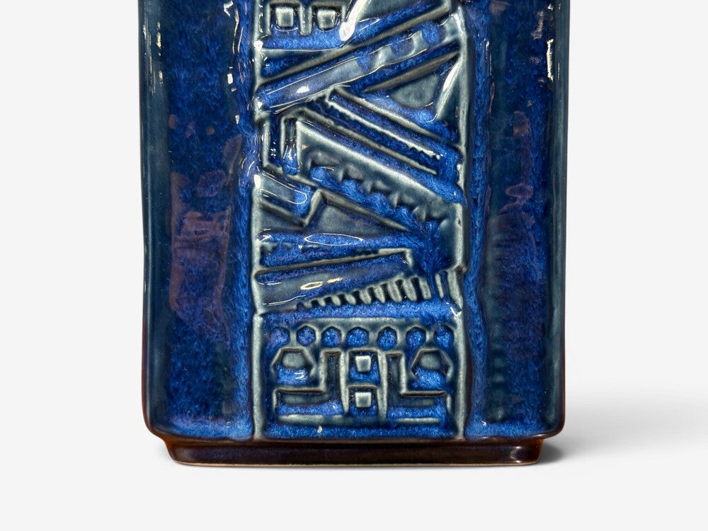 Désirée Stentøj, Blue Glazed Stoneware, Large Table Lamp, Denmark, 1970s