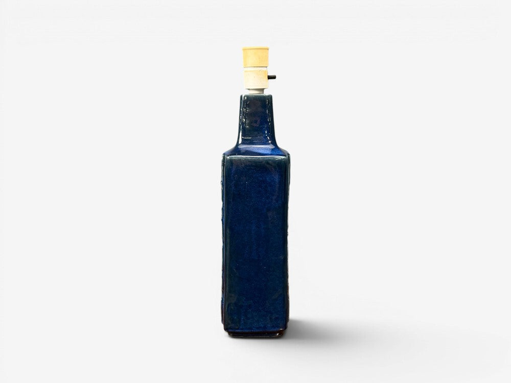 Désirée Stentøj, Blue Glazed Stoneware, Large Table Lamp, Denmark, 1970s