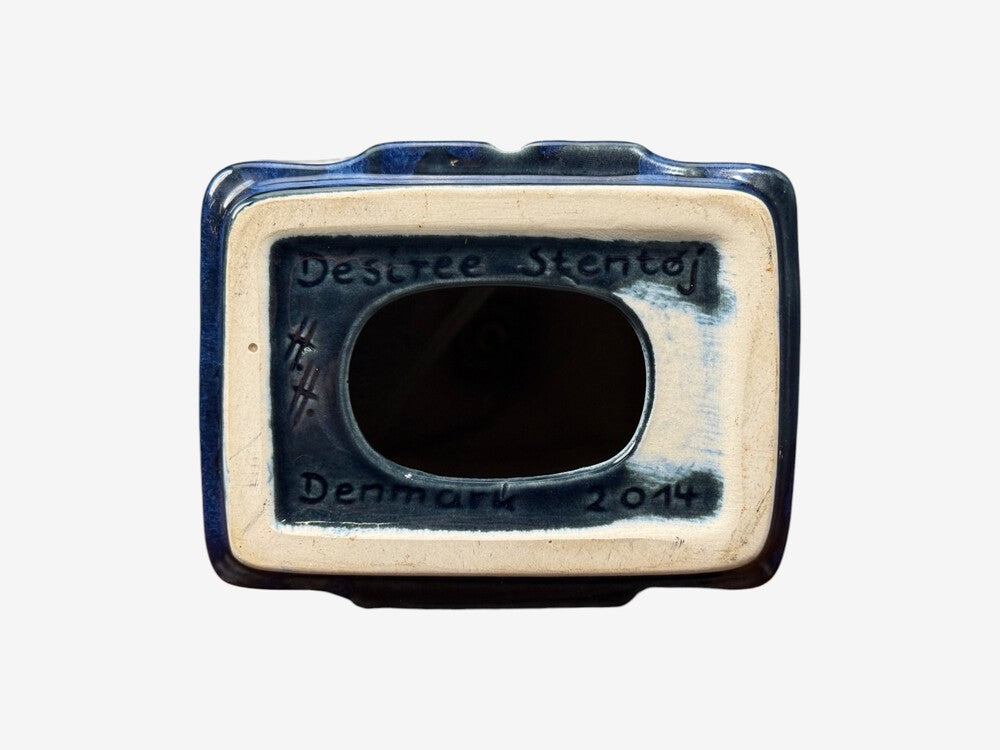 Désirée Stentøj, Blue Glazed Stoneware, Large Table Lamp, Denmark, 1970s