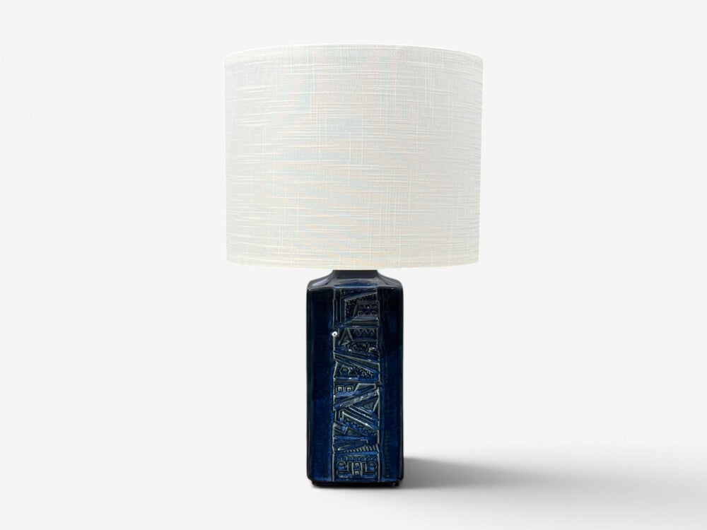 Désirée Stentøj, Blue Glazed Stoneware, Large Table Lamp, Denmark, 1970s