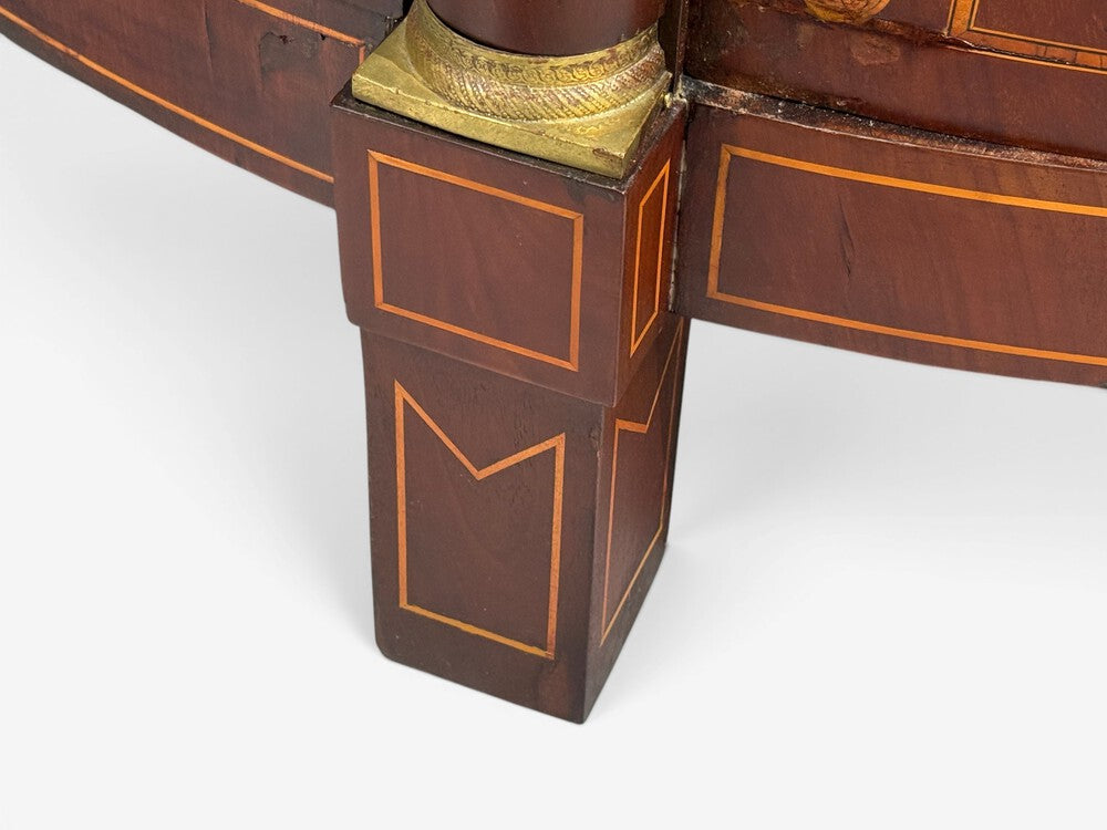 1830s French Neoclassical, Demi Lune Cabinets, Bronze, Satinwood Inlay