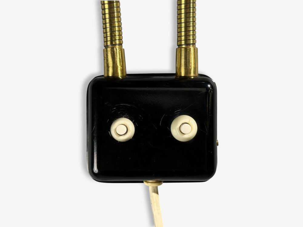 Upsala Armaturfabrik, Adjustable Wall Sconce, Black Metal, Brass, Sweden, 1960s