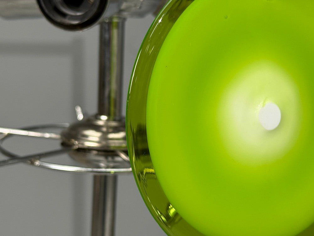 Mid-Century Modern, Green Murano Glass, Chrome, Pendant Light, 1960s