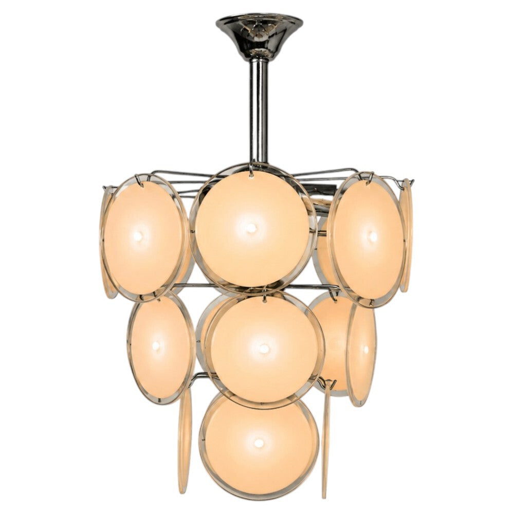 Mid-Century Modern, Pink Murano Glass, Chrome, Pendant Light, 1960s