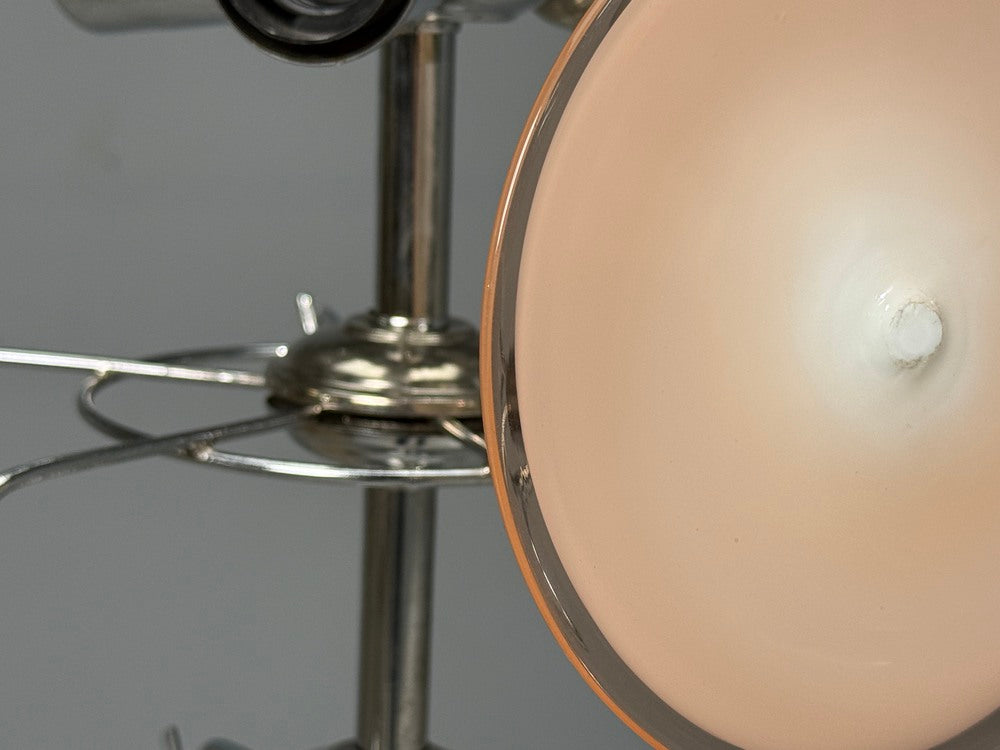 Mid-Century Modern, Pink Murano Glass, Chrome, Pendant Light, 1960s