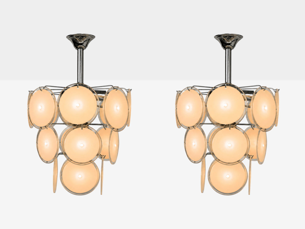 Mid-Century Modern, Pink Murano Glass, Chrome, Pendant Light, 1960s