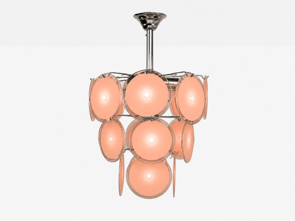 Mid-Century Modern, Bright Pink Murano Glass, Chrome, Pendant Light, 1960s