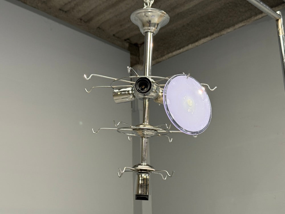 Mid-Century Modern, Purple Murano Glass, Chrome, Pendant Light, 1960s
