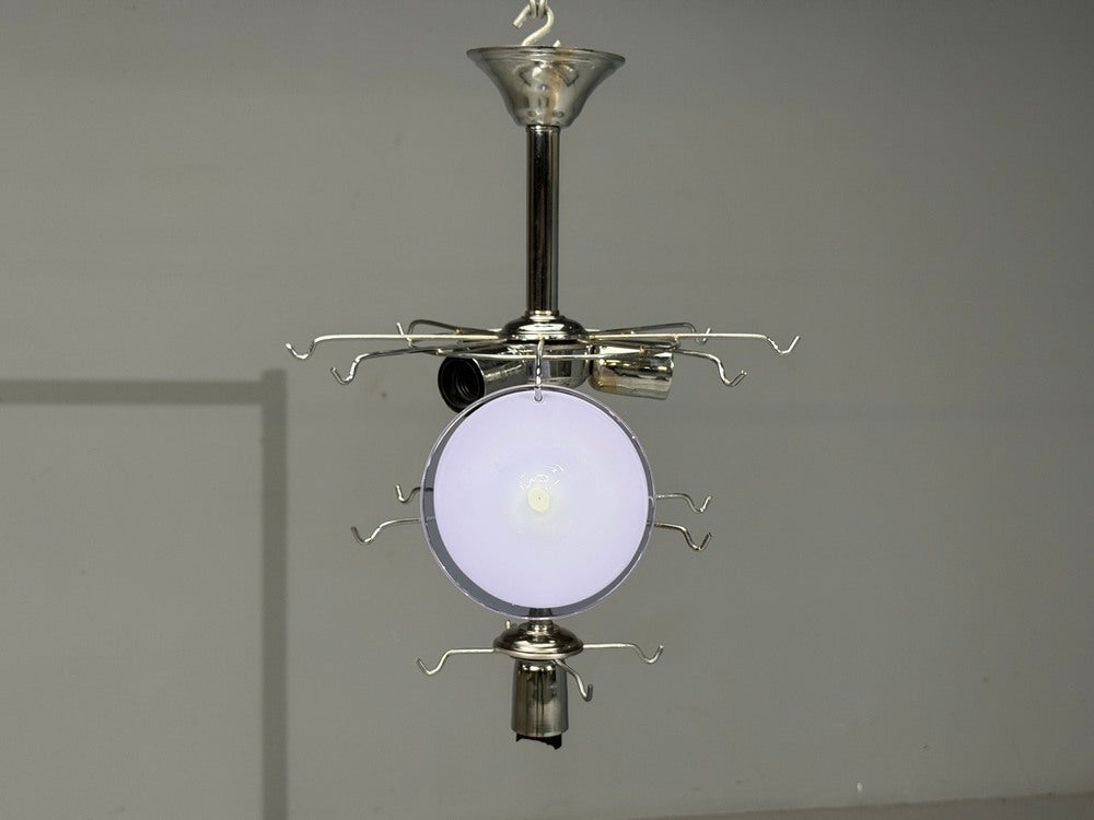 Mid-Century Modern, Purple Murano Glass, Chrome, Pendant Light, 1960s