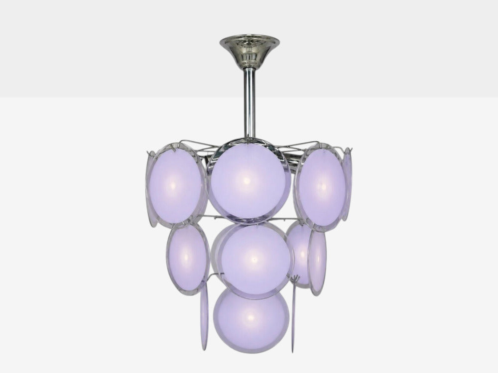 Mid-Century Modern, Purple Murano Glass, Chrome, Pendant Light, 1960s