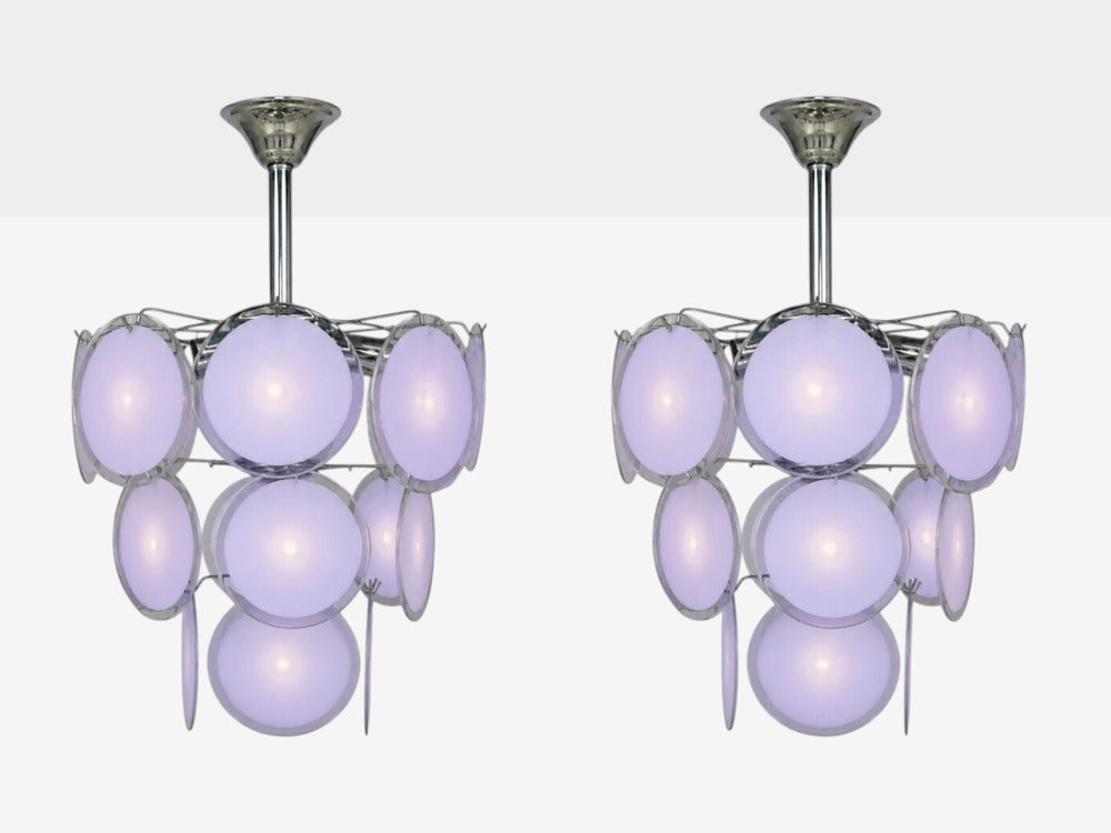 Mid-Century Modern, Purple Murano Glass, Chrome, Pendant Light, 1960s