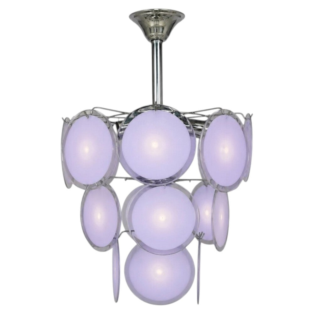 Mid-Century Modern, Purple Murano Glass, Chrome, Pendant Light, 1960s