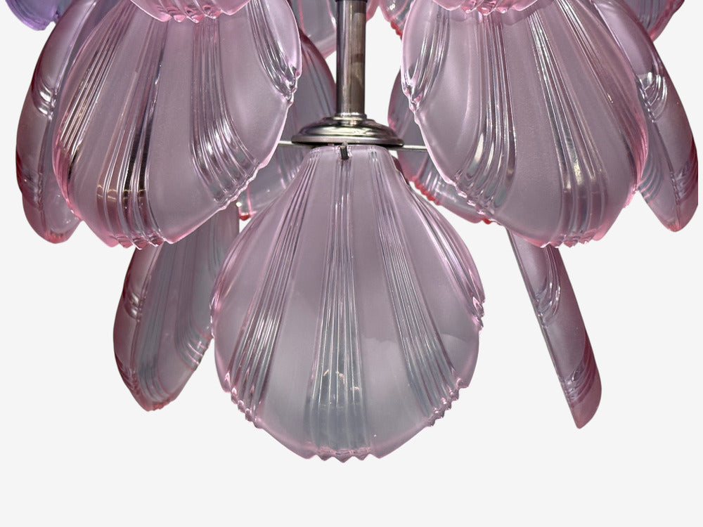 Mid-Century Modern, Purple Shell Motif Murano Glass, Pendant Light, 1960s